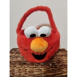 Elmo Sesame Street Red Plush Face Halloween Easter Basket Purse Bag Red Dress Up